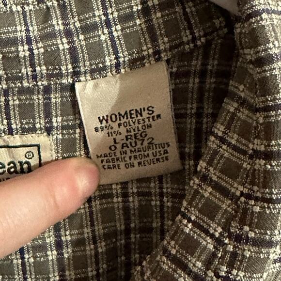 LL Bean Women’s Brown Plaid Button Down Shirt, Large, Pre-owned - Picture 5 of 5